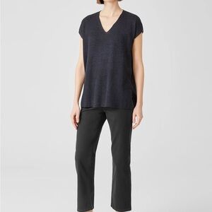 Eileen Fisher V-Neck Short Sleeve Top, 100% linen top